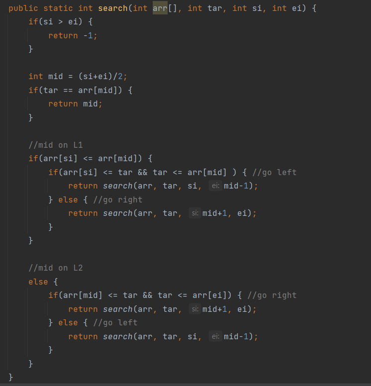 rotated search array